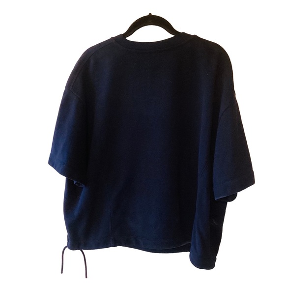Vince Wide Sleeve Drawcord Pullover Size Large Navy 100% Cotton VGUC - Picture 2 of 8